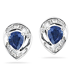 0.20 Cts Diamond & 0.88 Cts Blue Sapphire Earrings in 18K White Gold