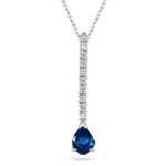 0.10 Ct Diamond & 0.75 Ct Blue Sapphire Drop Pendant in 18K White Gold