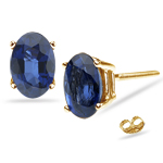 1.20 Cts Blue Sapphire Stud Earrings in 14K Yellow Gold