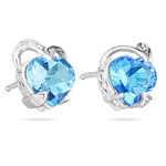 Diamond & 2.85 Ct AA Heart Swiss Blue Topaz Heart Earrings - 14KW Gold