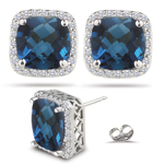 1/3 Ct Diamond & 4.10 Ct Blue Topaz Earrings in 14K White Gold