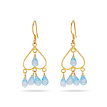 18K Gold Blue Topaz Briolette (10 Cts) Earrings