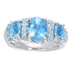 Swiss Blue Topaz Couture Ring in 14K White Gold
