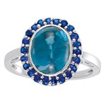 5.49 Cts Blue Topaz & 0.49 Cts Blue Sapphire Ring in 14K White Gold
