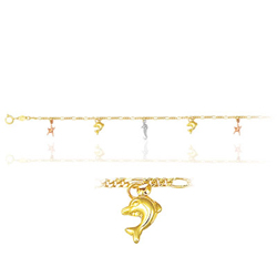 Princess Childrens Fish Star Bracelet in 14K Three Tone Gold