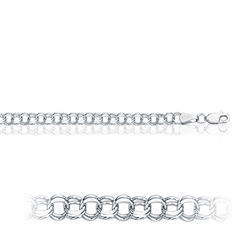 9.00 Grams Double Link Charm Bracelet in 14K White Gold