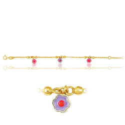 Princess Childrens Flower Bracelet in 14K Yellow Gold