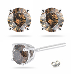 0.52 Cts Brown Diamond Stud Earrings in 14K White Gold