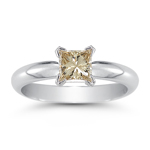 0.60 Cts Brown Diamond Solitaire Ring in 14K White Gold