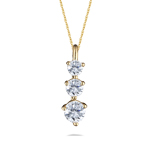 Anniversary Gift - 1/2 Cts Three-Stone VS Diamond Yellow Gold Pendant