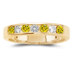 0.20 Cts Diamond & 0.30 Cts Yellow Diamond Stackable Band in 14KY Gold