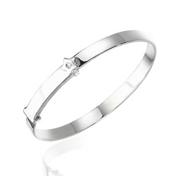 0.01 Cts  SI2 - I1 clarity and I-J color Diamond Star Childrens Bangle in Sterling Silver