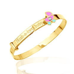 0.01 Cts  SI2 - I1 clarity and I-J color Diamond Hush-A-Bye Childrens Bangle in 14K Yellow Gold