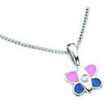 0.01 Cts  SI2 - I1 clarity and I-J color Diamond Butterfly Childrens Pendant in 14K White Gold