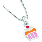 0.01 Cts  SI2 - I1 clarity and I-J color Diamond Resin Cake Childrens Pendant in Sterling Silver