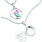 0.01 Cts  SI2 - I1 clarity and I-J color Diamond Hush-A-Bye Childrens Locket Pendant in Silver