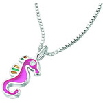 0.01 Cts Diamond Seahorse Childrens Pendant in Sterling Silver