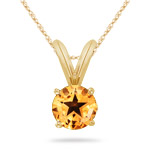 2.65-3.10 Ct 9 mm AAA Texas Star Citrine Solitaire Pendant in 14KY Gold