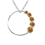 0.30-0.50 Cts AA Round Citrine Journey Circle Pendant in 14K White Gold