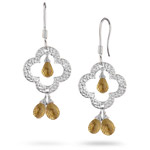 4.00 Cts Clover Shaped Citrine Dangle Earrings in Sterling Silver 