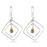 Citrine Briolette Double-Wire Kite-Shaped Earrings in Sterling Silver