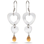 1.50 Cts Citrine Duet Heart Drop Earrings in Sterling Silver