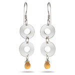 1.50 Cts Citrine Twin-Circle Drop Earrings in Sterling Silver