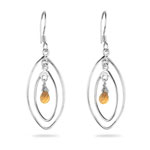 1.50 Cts Citrine Double-Wire Marquise-Shaped Earrings- Sterling Silver