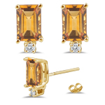 0.06 Cts Diamond & 4.86 Cts Citrine Earrings in 18K Yellow Gold