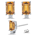 0.04 Cts Diamond & 1.32 Cts Citrine Earrings in Platinum