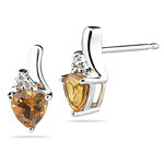 0.03 Cts Diamond & 0.87 Cts Citrine Earrings in 14K White Gold