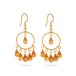 18K Gold Citrine Briolette (7.25 Cts) Circle Earrings