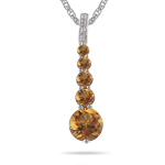 0.02 Cts Diamond & 1.25 Cts Citrine Journey Pendant in 14K White Gold