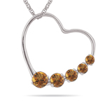 0.30-0.50 Cts AA Round Citrine Journey Heart Pendant in 14K White Gold