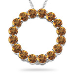 4.21-4.27 Cts Citrine Circle Pendant in 14K White Gold