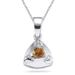 0.20 Ct 4 mm AA Round Citrine Solitaire Trillion-shaped Pendant-Silver