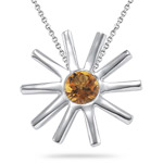 0.20 Ct 4 mm AA Round Citrine Solitaire Star-shaped Pendant in Silver