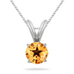 2.95 Ct 9 mm AA Texas Star Citrine Solitaire Pendant in 14K White Gold