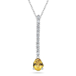 0.10 Ct Diamond & 0.65 Cts Citrine Drop Pendant in 18K White Gold