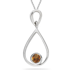 0.20 Cts of 4 mm AA Round Citrine Solitaire Pendant in Silver