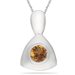 0.39 Cts of 5 mm AA Round Citrine Solitaire Pendant in Silver