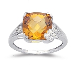 Citrine Ring - 0.08 Ct Diamond & Citrine Ring in 14K Gold