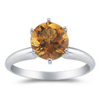 1.90+ Cts of 8 mm AA Round Citrine Ring in 14K White Gold