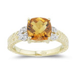 0.04 Ct Diamond & 2.00 Cts AAA Citrine Ring in 14K Yellow Gold