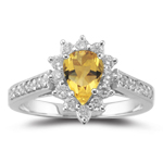 0.44 Ct Diamond & 0.65 Cts Citrine Ring in 18K White Gold