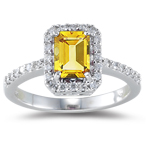 0.26 Cts Diamond & 1.00 Ct Citrine Ring in 18K White Gold