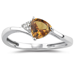 0.02 Cts Diamond & 0.67 Cts Citrine Ring in 14K White Gold