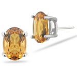 4.80 Cts of 10x8 mm AA Oval Citrine Stud Earrings in 14K White Gold