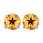 9 mm AA Texas Star Citrine Stud Earrings in 14K White Gold