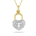 0.24 Cts Diamond Heart Lock Pendant in 14K Two Tone Gold